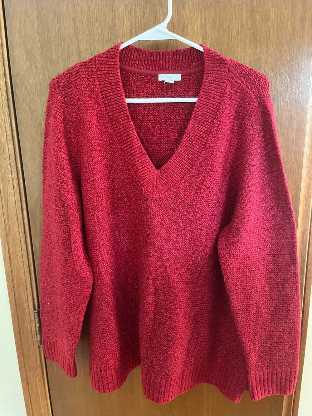 J. Jill Cozy Red V-Neck Pullover
